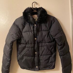 Black Puffer Jacket with rabbit Fur